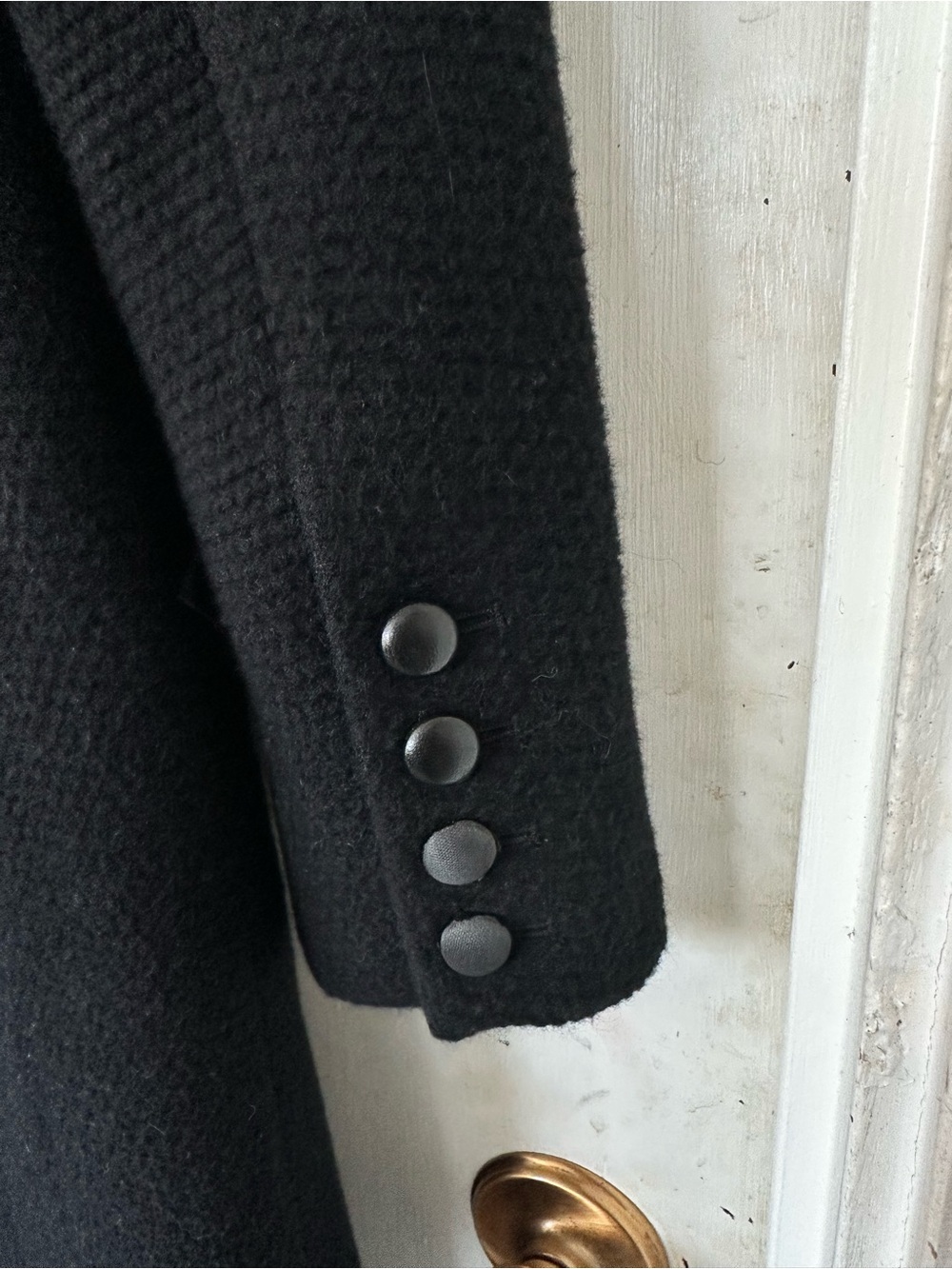 Kymerah Designer Angora Wool Blend Asymmetrical Coat with Leather Accents Size 4 - Picture 8 of 8